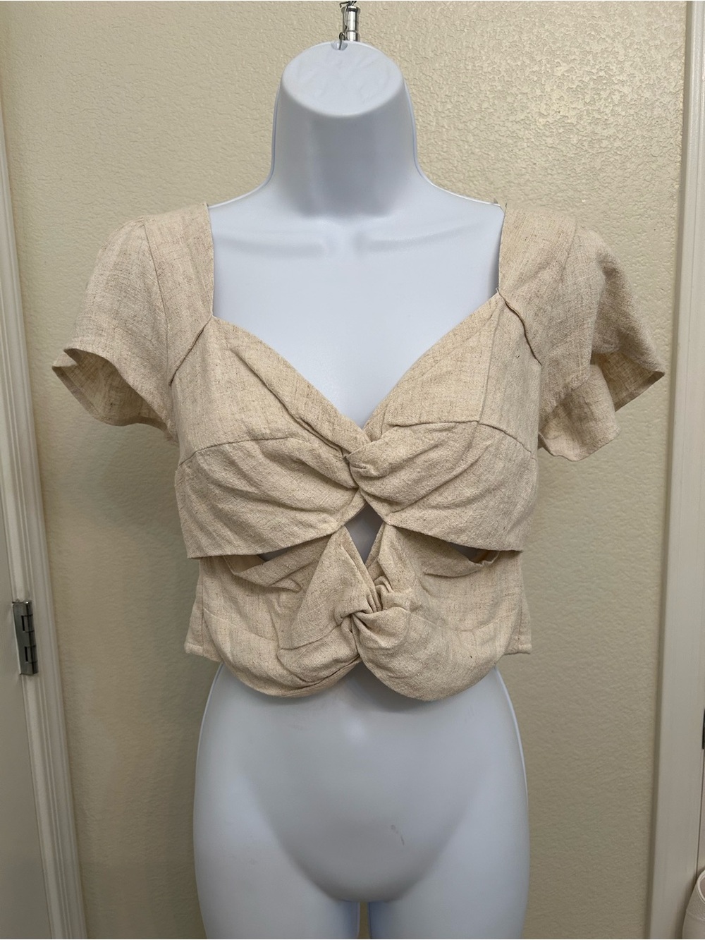 NWT Promesa Beige Double Knot Crop Top 100% Cotton